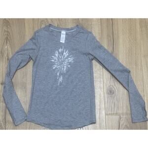 Ivivva Lululemon Girls Long Sleeve Shirt Top Gray & Silver Star Size 7 Pull-on